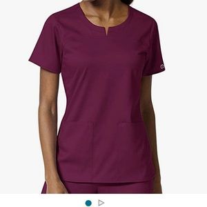 Wonder Wink Pro Womens 4 Pocket Notch Neck Top. Size medium. Color wine/maroon